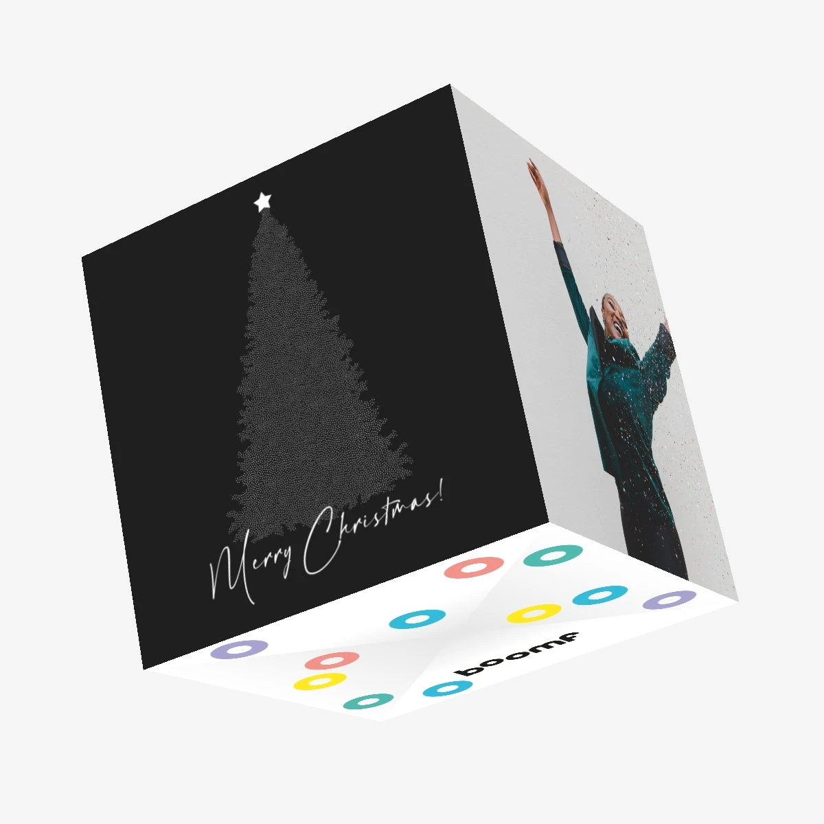 Black And White Merry Christmas Confetti-exploding Greetings Card 3 Black And White Merry Christmas Confetti-exploding Greetings Card