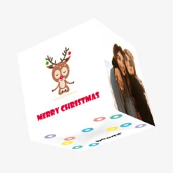 Plum Merry Christmas Deer Doung Yoga Confetti-exploding Greetings Card