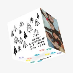 Merry Christmas And A Happy New Year Minimalist Spruces Confetti-exploding Greetings Card