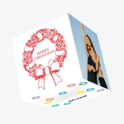 Red Mistletoe Wreath Merry Christmas Confetti-exploding Greetings Card