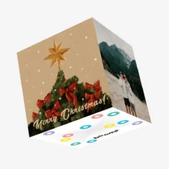 Merry Christmas Vintage Christmas Tree Confetti-exploding Greetings Card