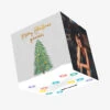 Merry Christmas Fiancee Christmas Tree With Golden Baubles Confetti-exploding Greetings Card