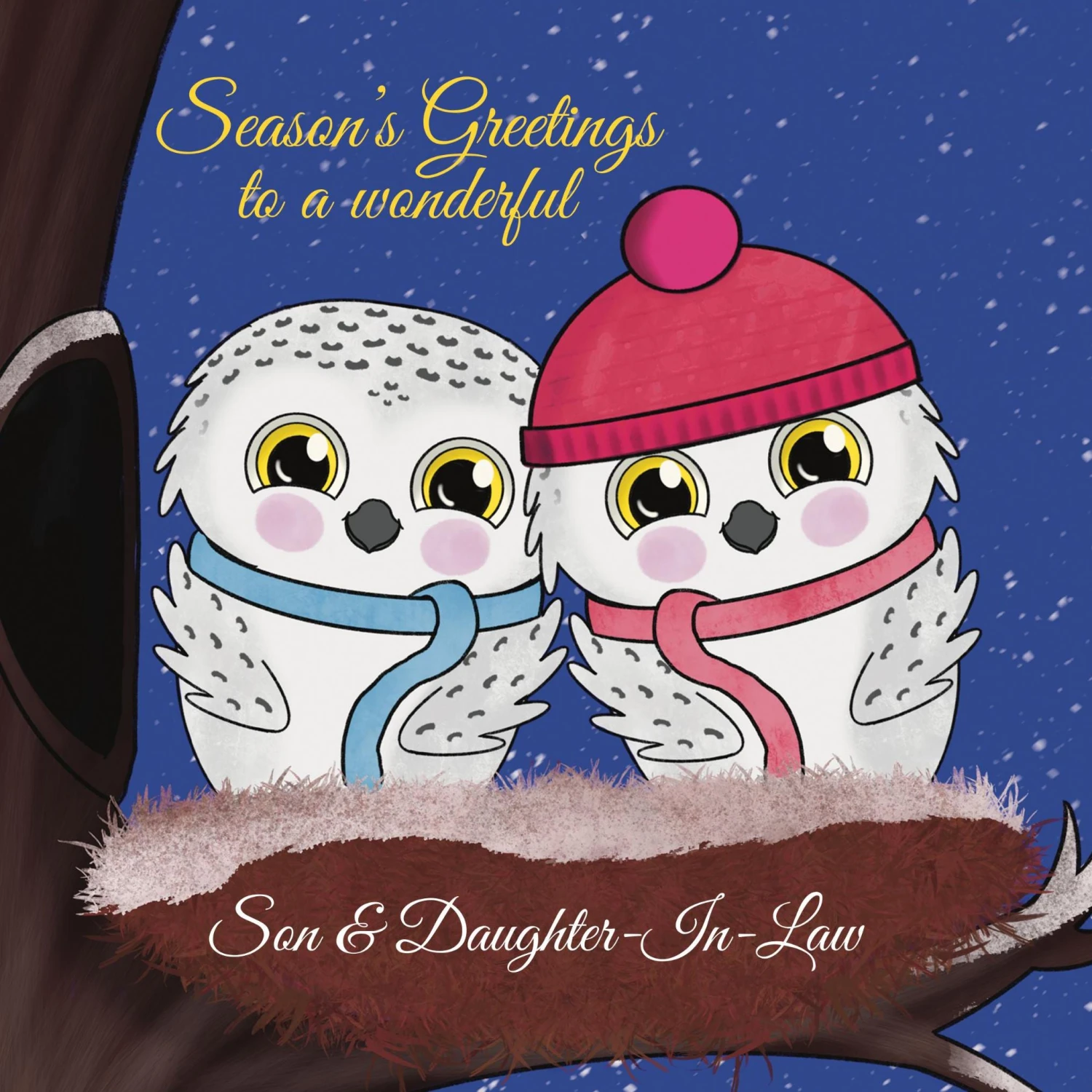 Christmas Owls Son And Daughter-In-Law Confetti-exploding Greetings Card 4 Christmas Owls Son And Daughter-In-Law Confetti-exploding Greetings Card - Image 2