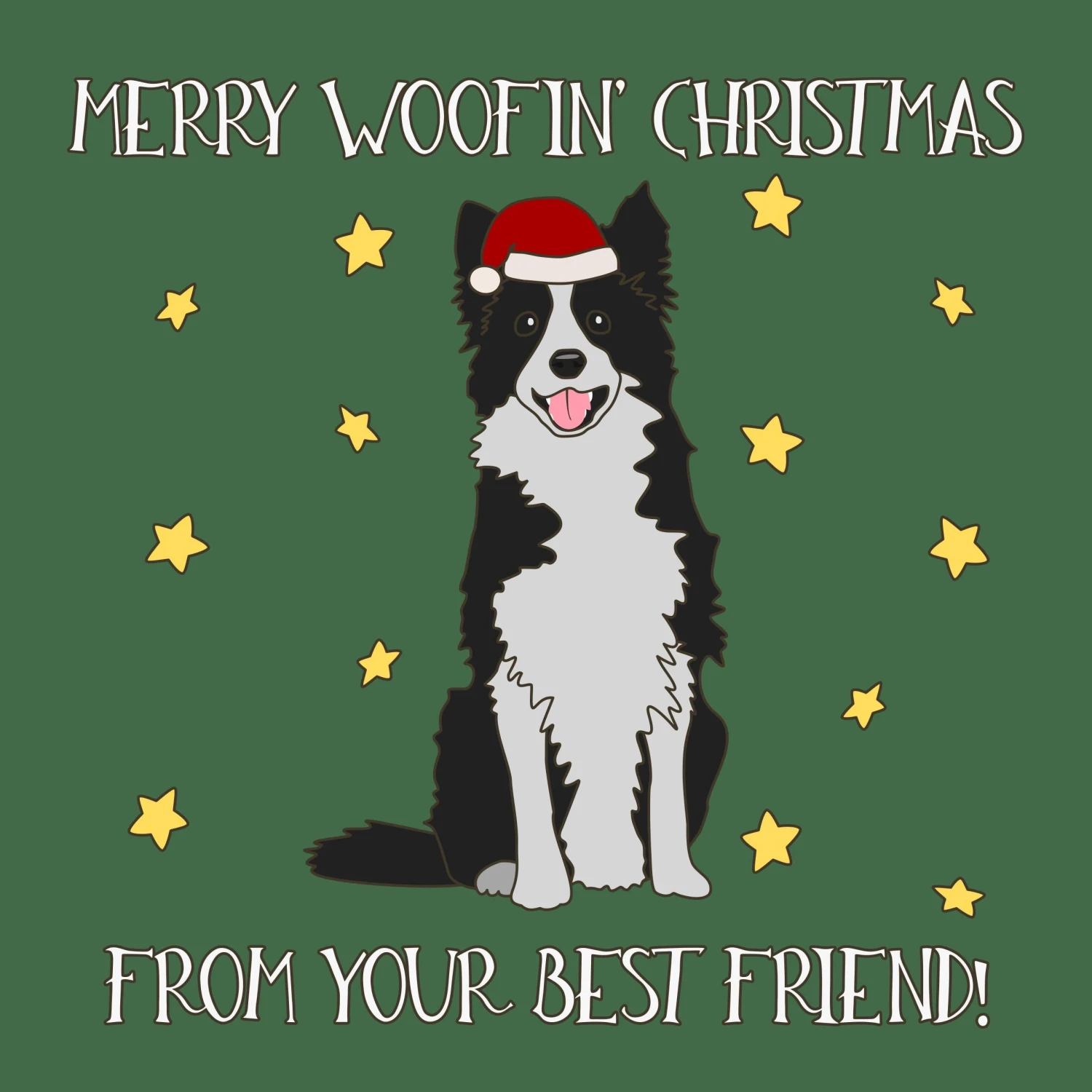 Merry Woofin' Christmas From Your Best Friend Border Collie Confetti-exploding Greetings Card 4 Merry Woofin' Christmas From Your Best Friend Border Collie Confetti-exploding Greetings Card - Image 2