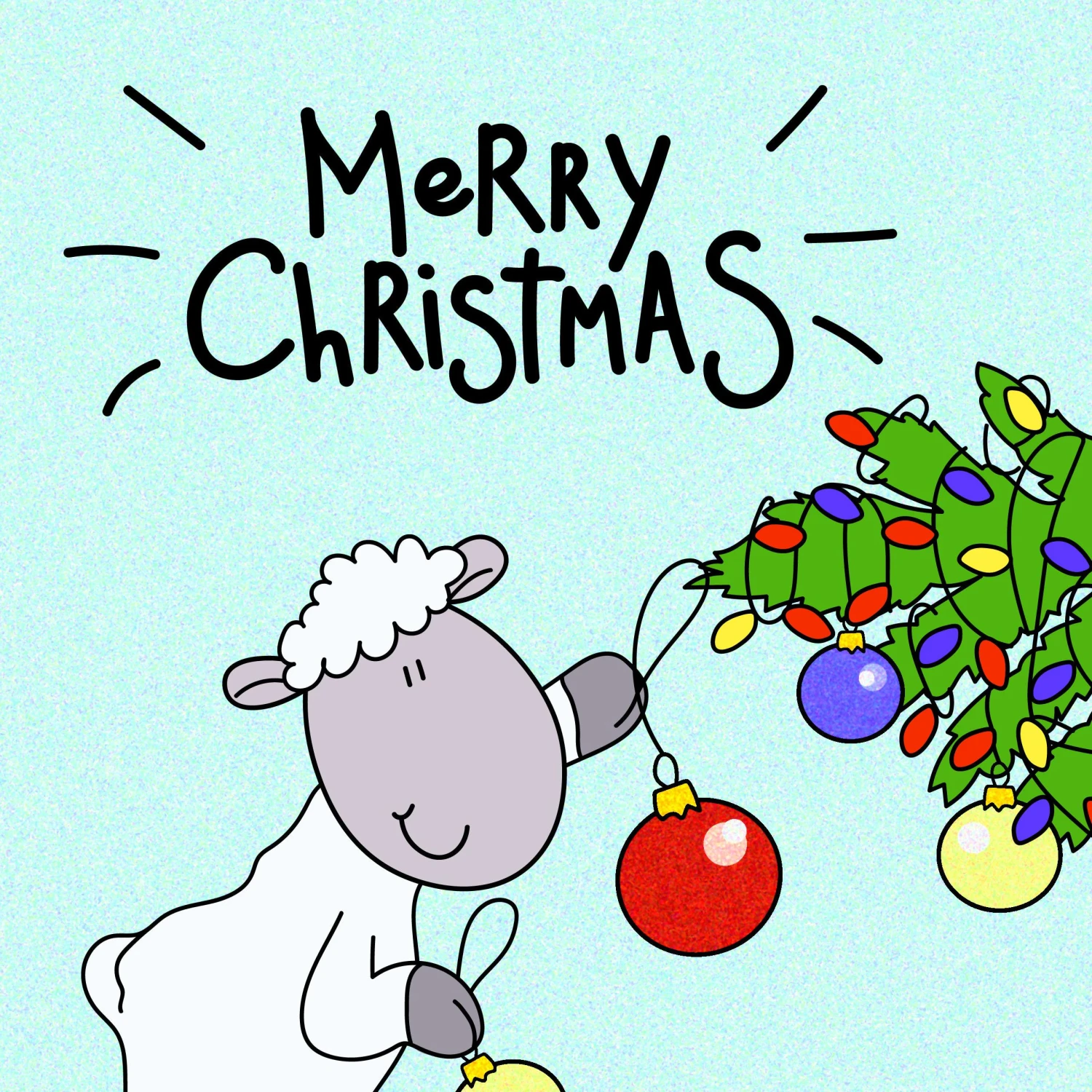 Plum Sheep Decorating Tree Merry Christmas Confetti-exploding Greetings Card 4 Plum Sheep Decorating Tree Merry Christmas Confetti-exploding Greetings Card - Image 2