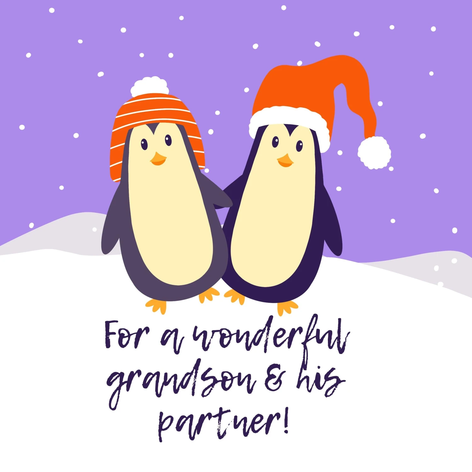 Kiwi Merry Christmas Wonderful Grandson And His Partner Cute Penguin Couple Confetti-exploding Greetings Card 4 Kiwi Merry Christmas Wonderful Grandson And His Partner Cute Penguin Couple Confetti-exploding Greetings Card - Image 2