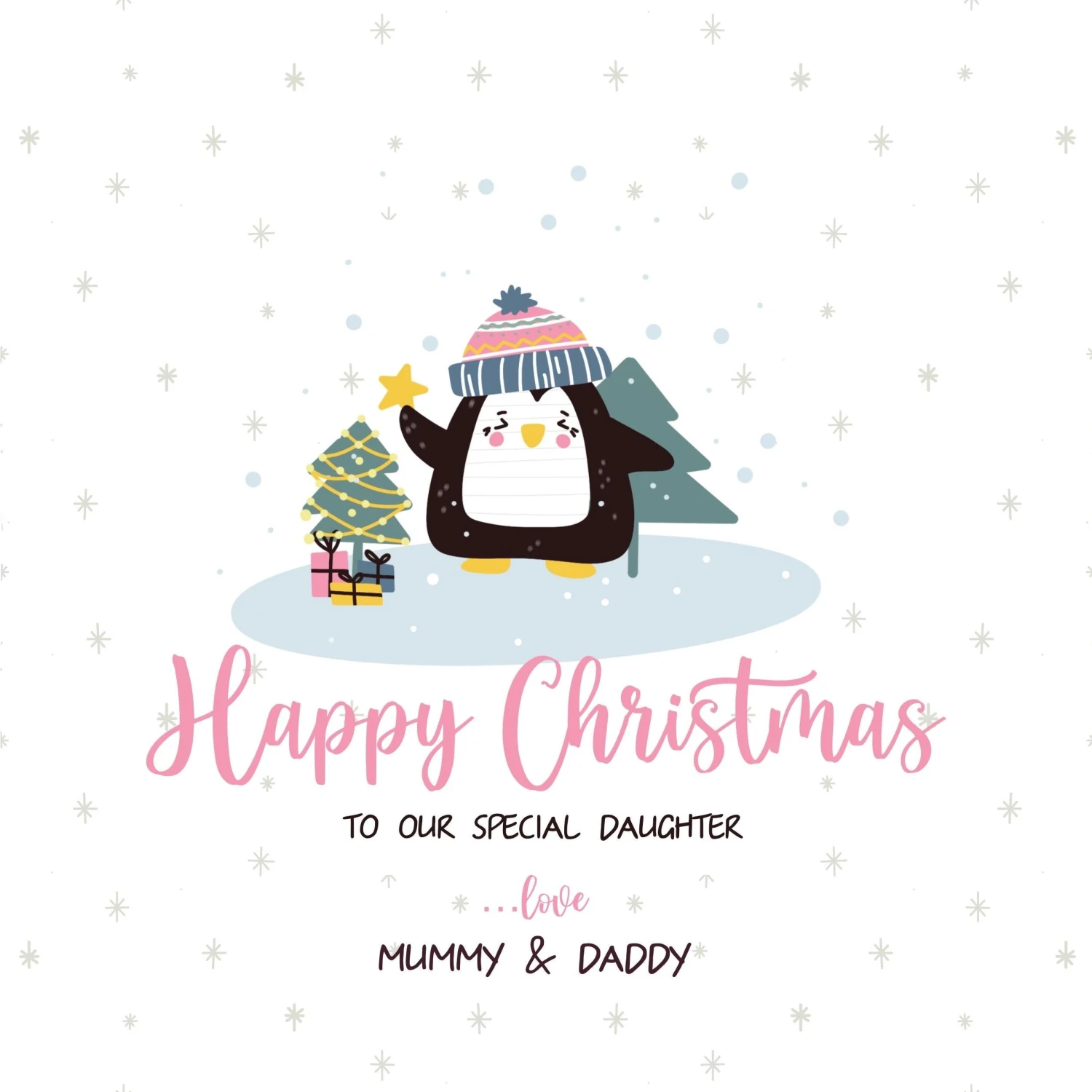 Happy Christmas Special Daughter Adorable Penguin Confetti-exploding Greetings Card 4 Happy Christmas Special Daughter Adorable Penguin Confetti-exploding Greetings Card - Image 2