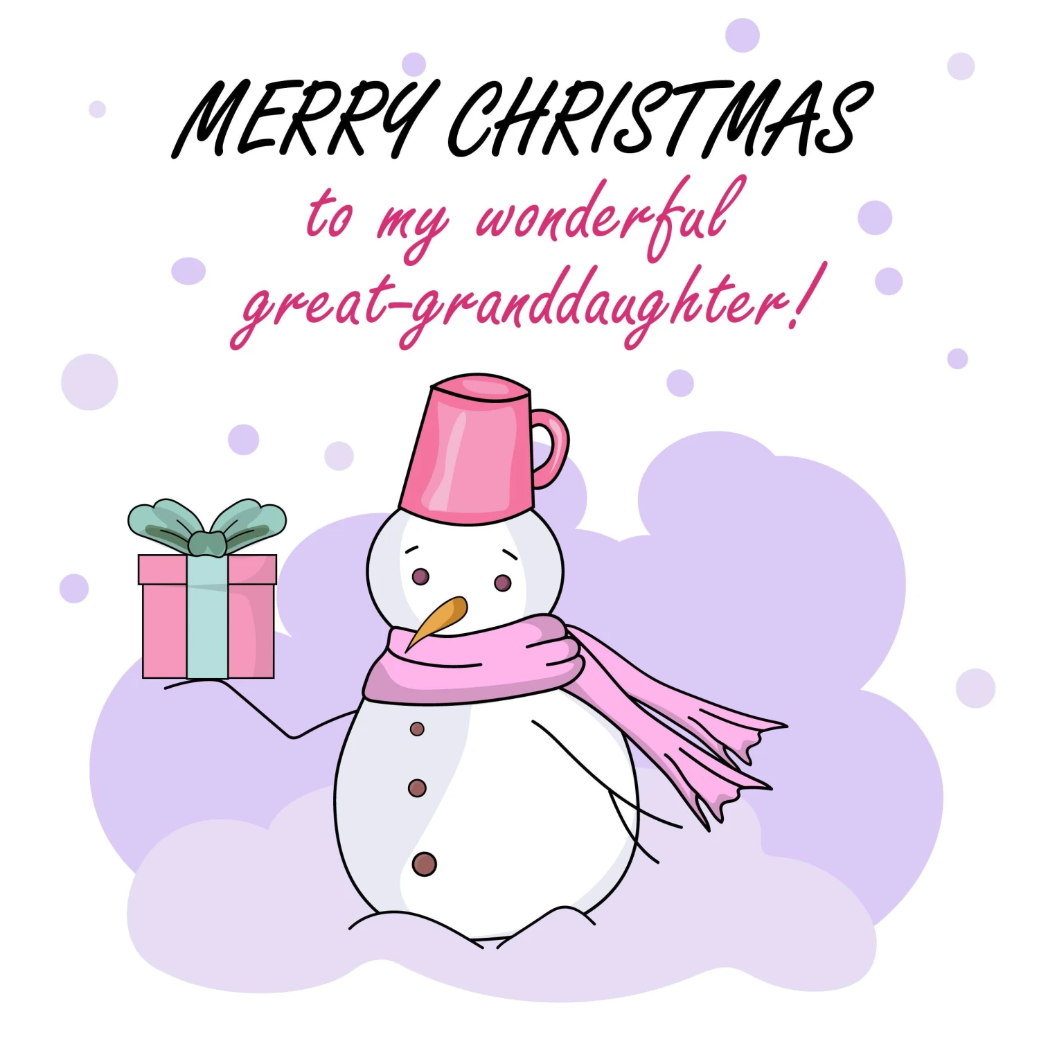 Plum Merry Christmas Great Granddaughter Snowman And A Gift Confetti-exploding Greetings Card 4 Plum Merry Christmas Great Granddaughter Snowman And A Gift Confetti-exploding Greetings Card - Image 2