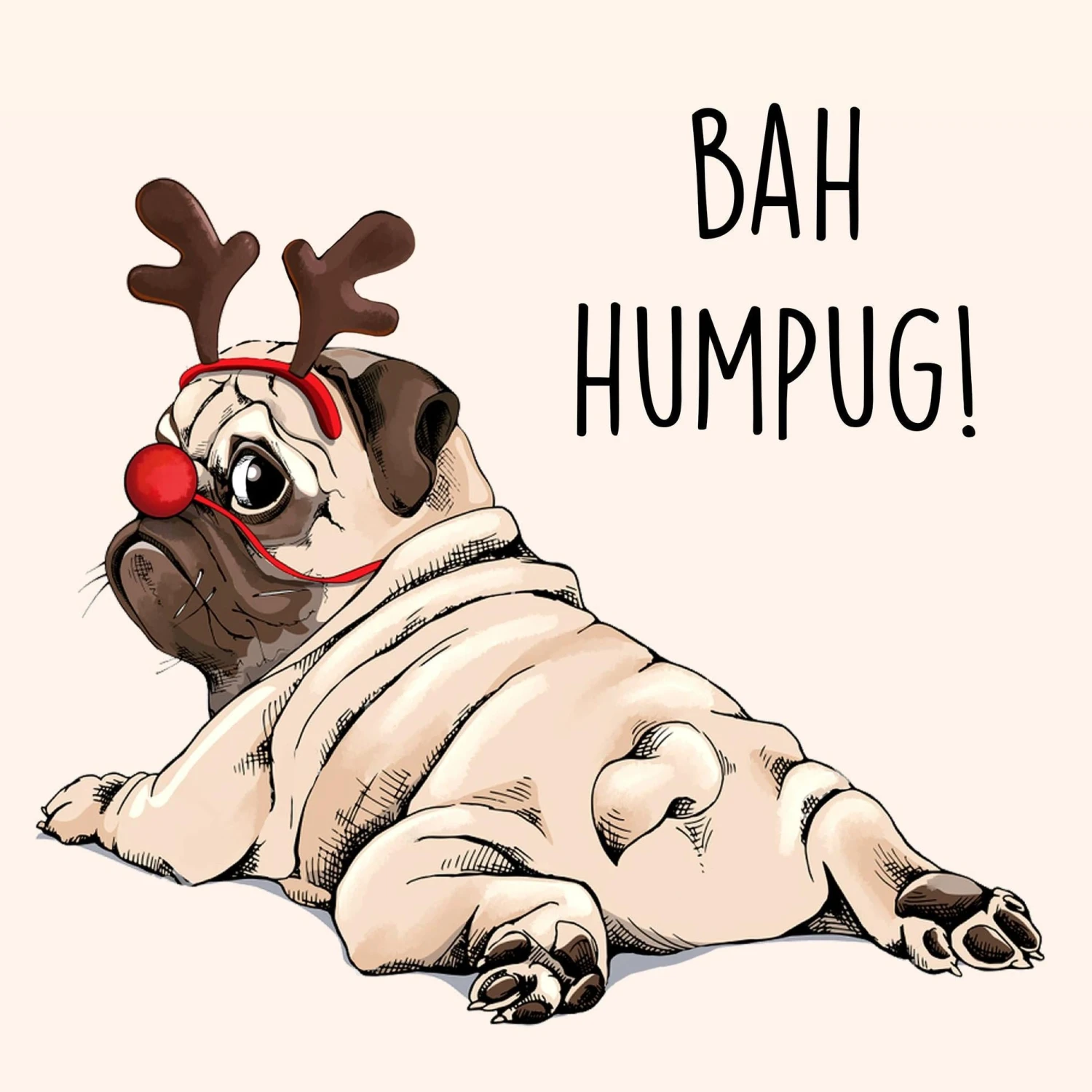 Bah Humpug! Pug Christmas Confetti-exploding Greetings Card 4 Bah Humpug! Pug Christmas Confetti-exploding Greetings Card - Image 2