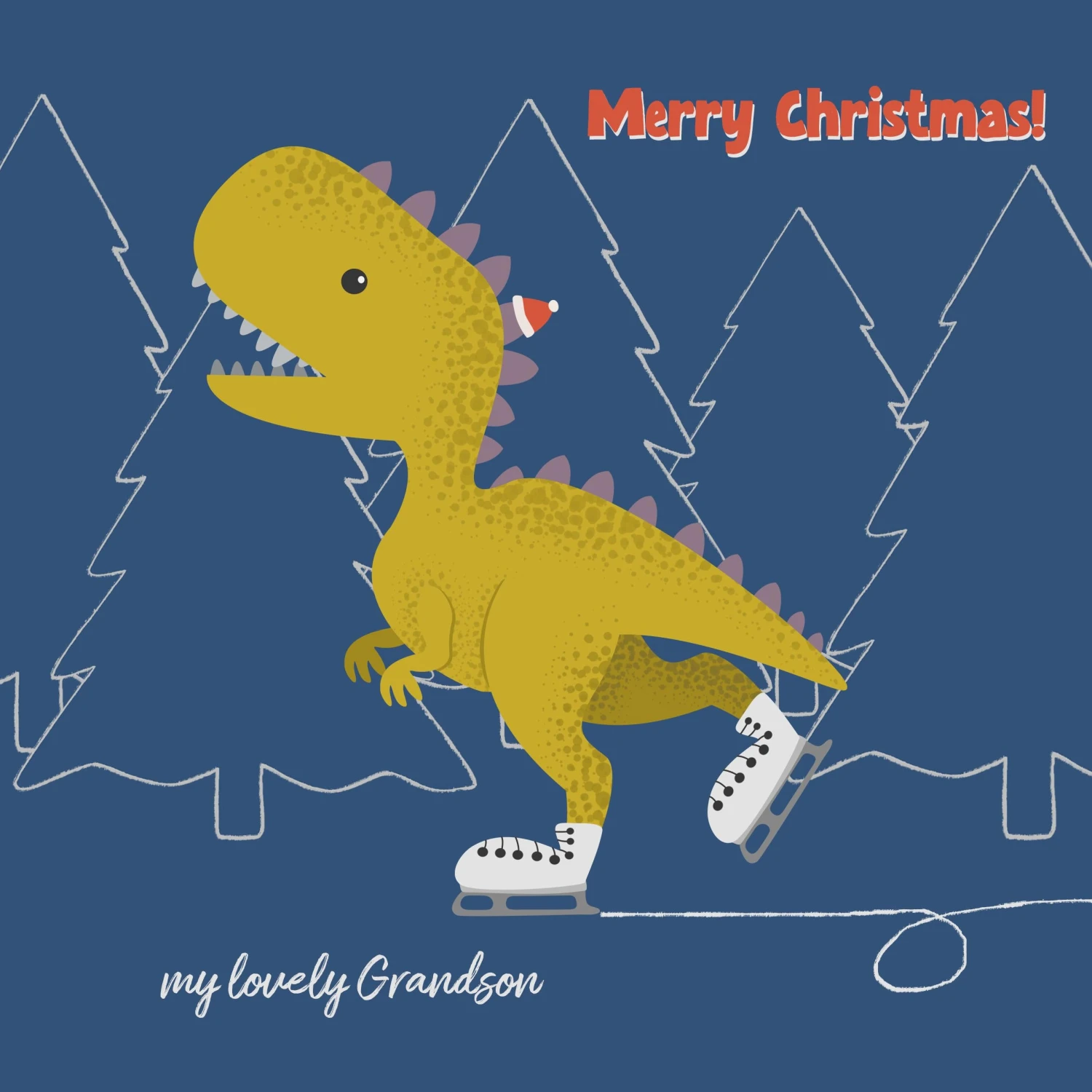 Dino Racing Merry Christmas My Lovely Grandson Confetti-exploding Greetings Card 4 Dino Racing Merry Christmas My Lovely Grandson Confetti-exploding Greetings Card - Image 2