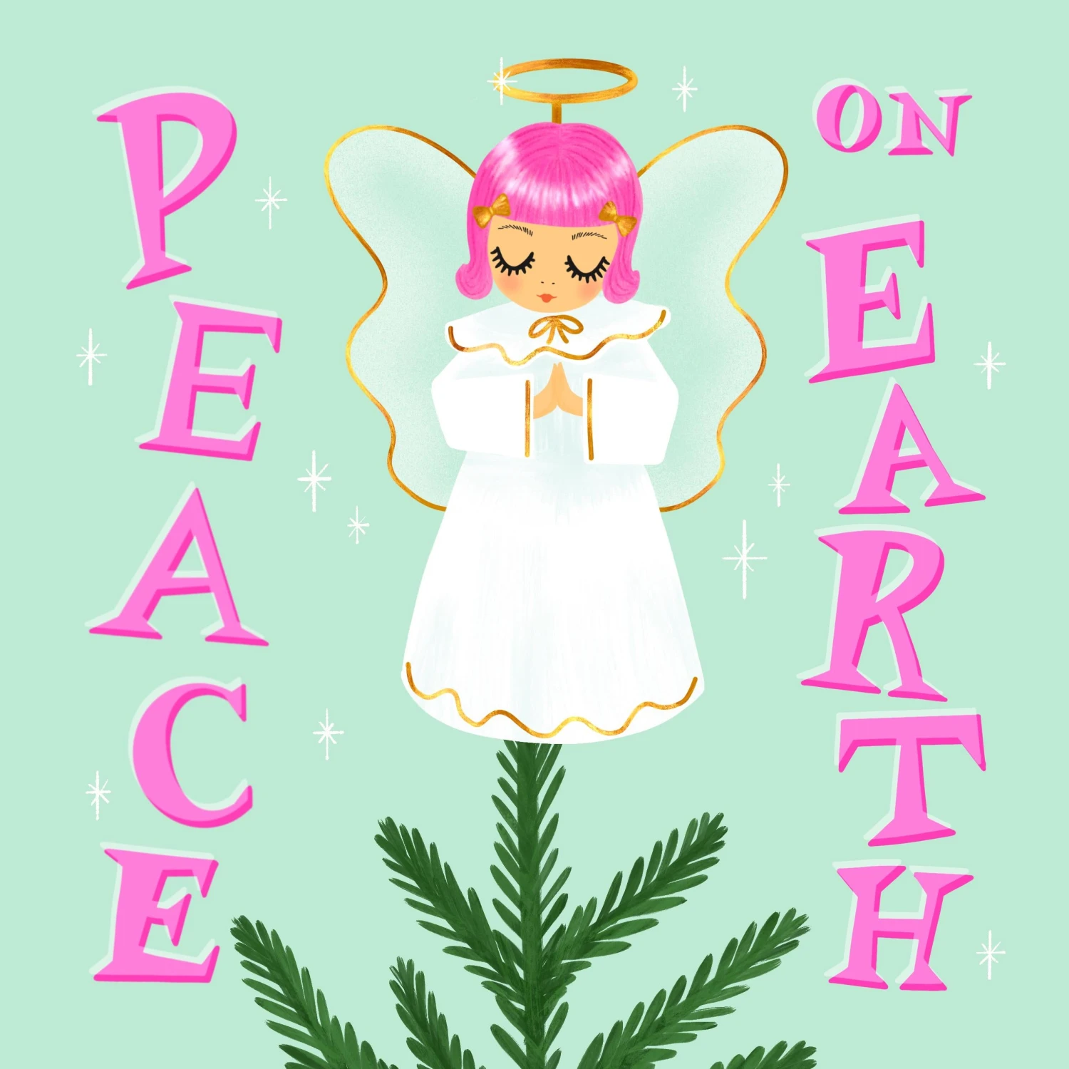 Peace And Joy Cute Angel Christmas Confetti-exploding Greetings Card 4 Peace And Joy Cute Angel Christmas Confetti-exploding Greetings Card - Image 2