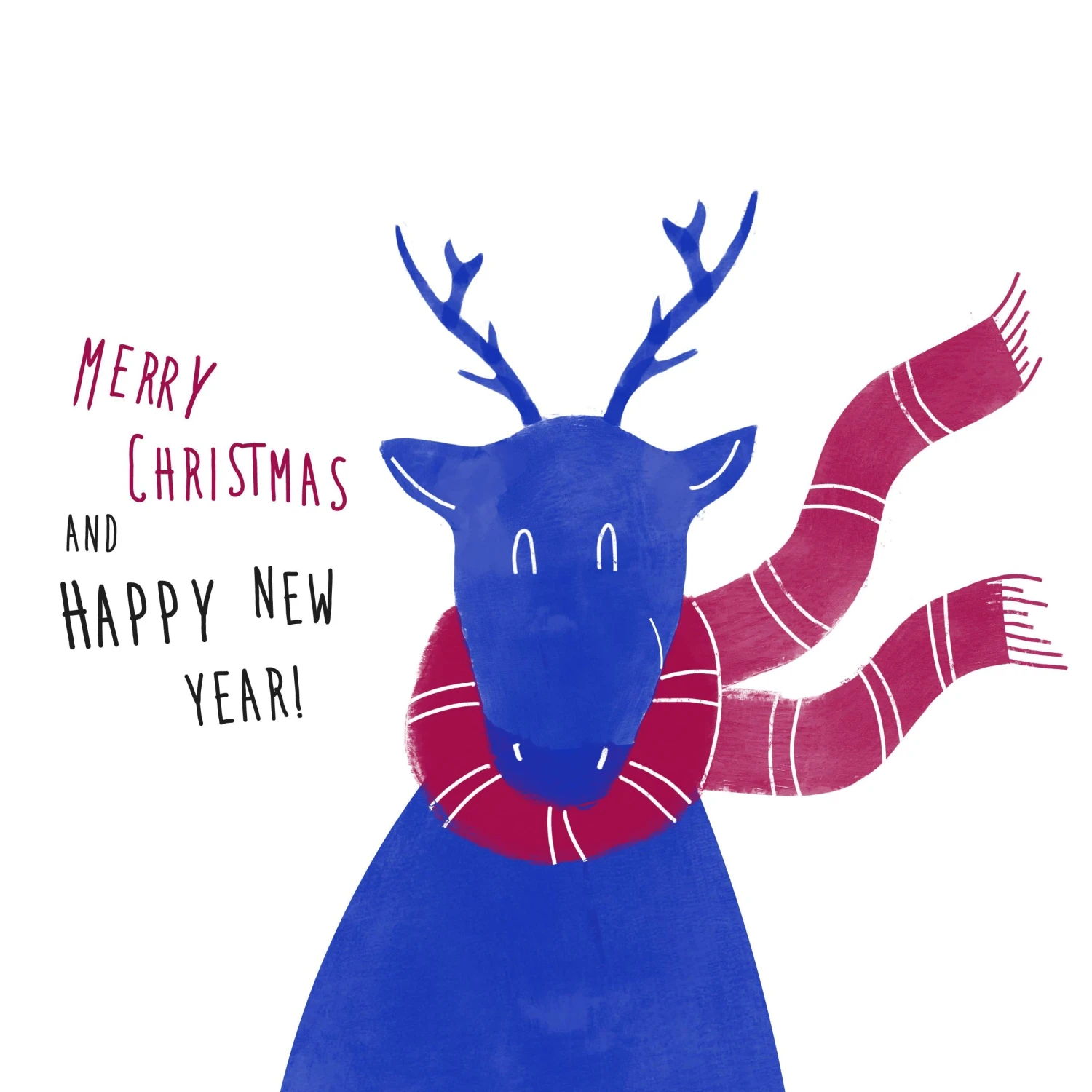 Merry Christmas And Happy New Year A Blue Reindeer Wearing A Scarf Confetti-exploding Greetings Card 4 Merry Christmas And Happy New Year A Blue Reindeer Wearing A Scarf Confetti-exploding Greetings Card - Image 2