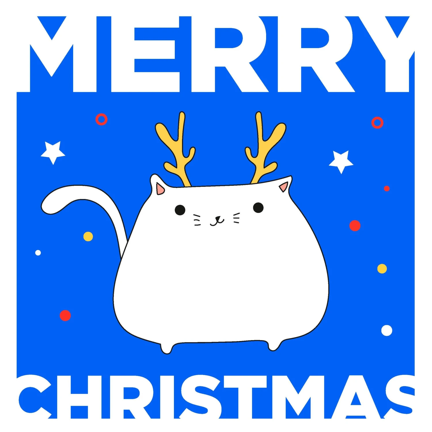 Cat Deer Merry Christmas Blue Background Confetti-exploding Greetings Card 4 Cat Deer Merry Christmas Blue Background Confetti-exploding Greetings Card - Image 2