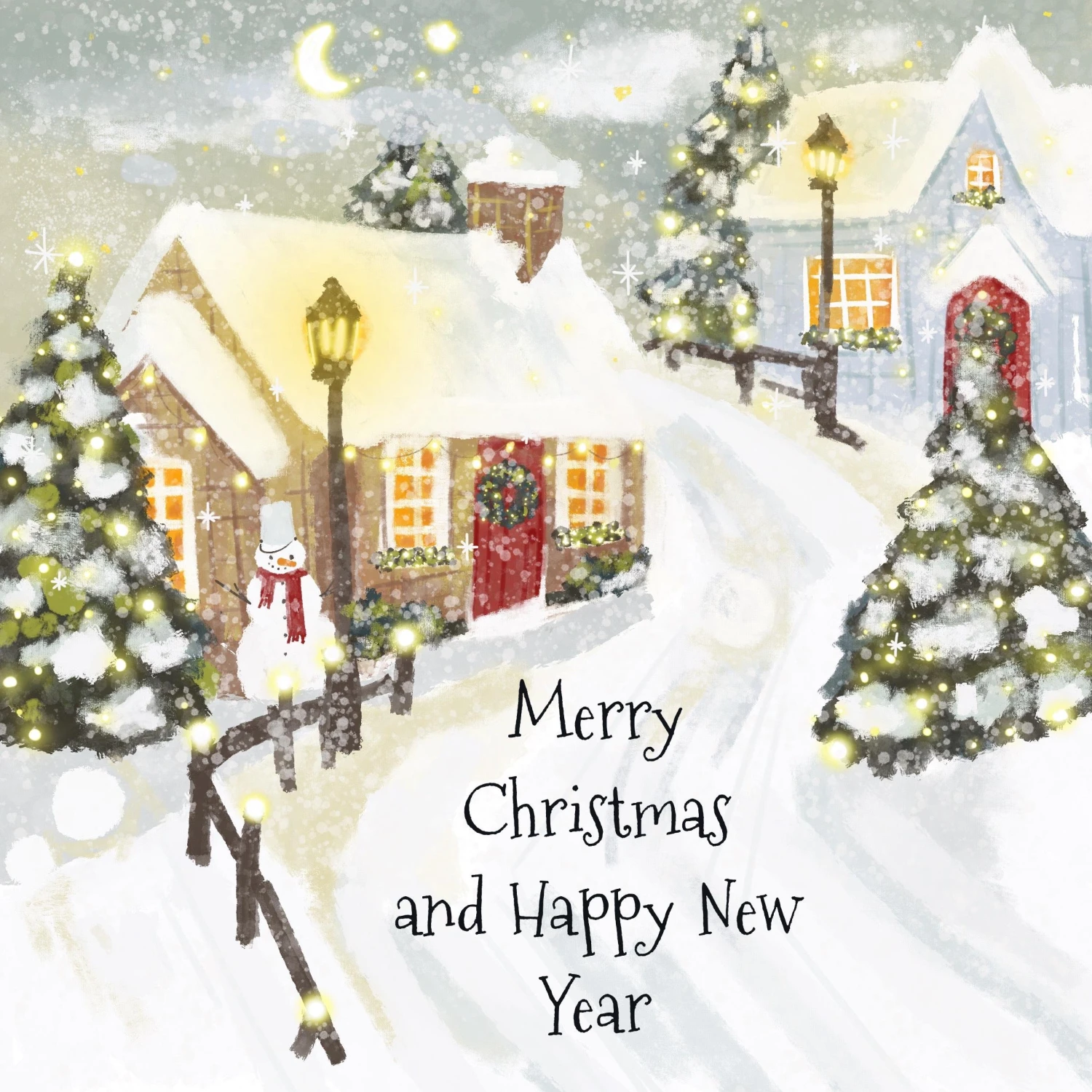 Merry Christmas And Happy New Year Snowy Street Confetti-exploding Greetings Card 4 Merry Christmas And Happy New Year Snowy Street Confetti-exploding Greetings Card - Image 2