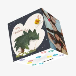 Grey Background New Year's Tree Merry Christmas Confetti-exploding Greetings Card