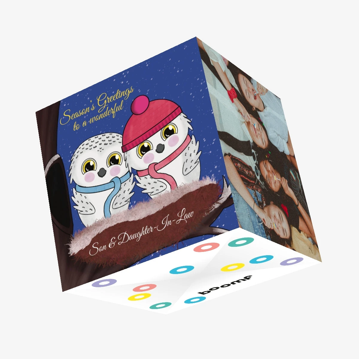 Christmas Owls Son And Daughter-In-Law Confetti-exploding Greetings Card 3 Christmas Owls Son And Daughter-In-Law Confetti-exploding Greetings Card