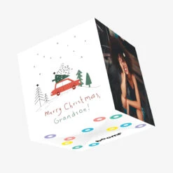 Merry Christmas Grandson Simple Drawing Confetti-exploding Greetings Card