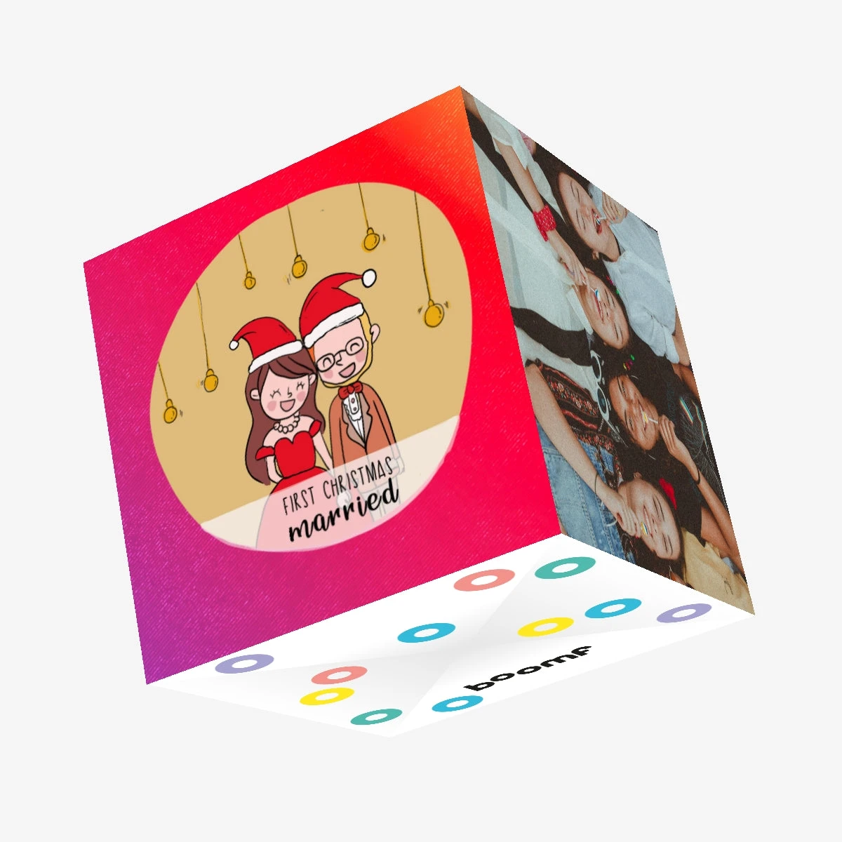 Merry First Christmas Happy Couple Confetti-exploding Greetings Card 3 Merry First Christmas Happy Couple Confetti-exploding Greetings Card
