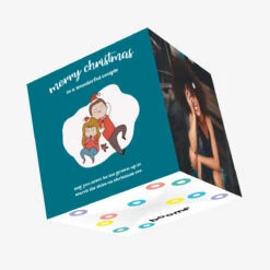 Merry Christmas Funny Couple Eating Gingerbreadmen Cookies Confetti-exploding Greetings Card