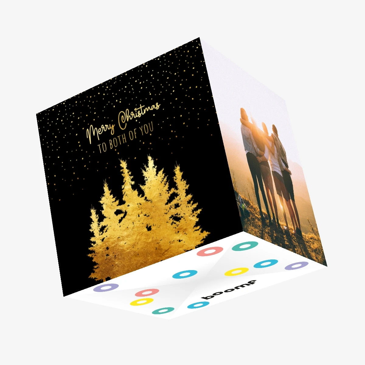 Merry Christmas Both Of You Golden Forest Confetti-exploding Greetings Card 3 Merry Christmas Both Of You Golden Forest Confetti-exploding Greetings Card