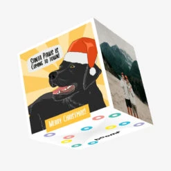 Kiwi Merry Christmas Santa Paws Is Coming To Town Black Labrador Confetti-exploding Greetings Card