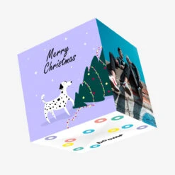 Plum Merry Christmas Dalmatian And Fallen Christmas Tree Confetti-exploding Greetings Card