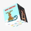 Plum Reindeer Merry Christmas Confetti-exploding Greetings Card