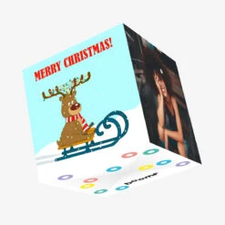 Plum Reindeer Merry Christmas Confetti-exploding Greetings Card