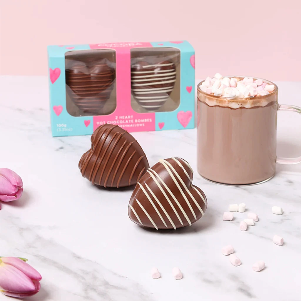 Heart Twin Hot Chocolate Bombs With Marshmallows 3 Heart Twin Hot Chocolate Bombs With Marshmallows