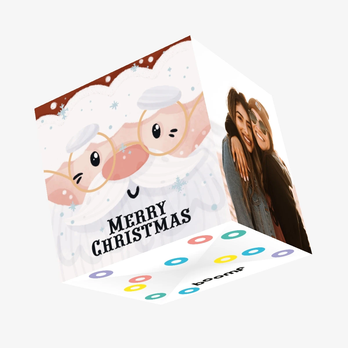 Merry Christmas Cute Santa Confetti-exploding Greetings Card 3 Merry Christmas Cute Santa Confetti-exploding Greetings Card