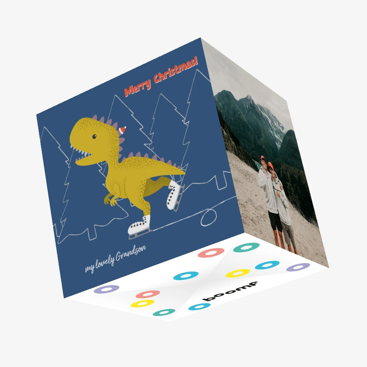 Dino Racing Merry Christmas My Lovely Grandson Confetti-exploding Greetings Card 3 Dino Racing Merry Christmas My Lovely Grandson Confetti-exploding Greetings Card