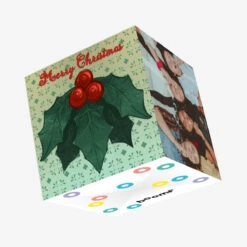 Green Mistletoe Leaf Merry Christmas Confetti-exploding Greetings Card