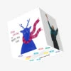 Merry Christmas And Happy New Year A Blue Reindeer Wearing A Scarf Confetti-exploding Greetings Card -Christmas Gifts Store e793580c5a23f5320c207b35129b93f2